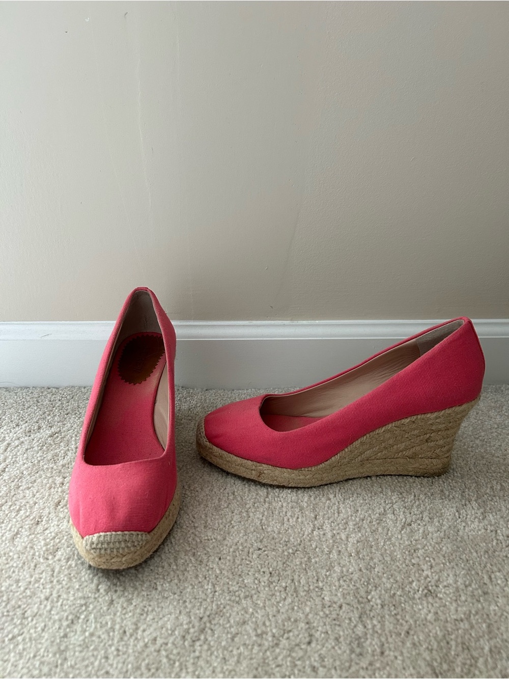 J. Crew Coral Canvas Espadrille Wedge Shoes